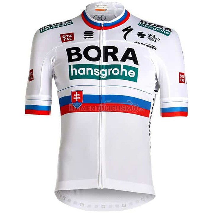 Abbigliamento Ciclismo Bora Campione Belgio Manica Corta 2021 Bianco